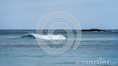 Big surfing ocean sea waves on sandy beach. Stock Photo