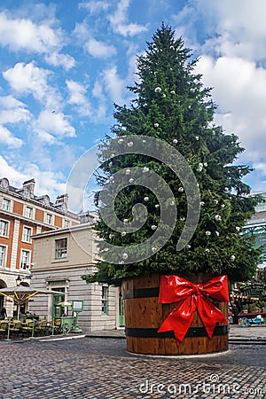 Big tall Christmas tree in London Editorial Stock Photo