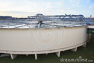 big tank of water supply in metropolitan water work industry plant site Stock Photo