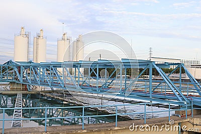 big tank of water supply in metropolitan water work industry plant site Stock Photo