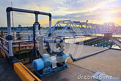 big tank of water supply in metropolitan waterworks industry plant site Stock Photo