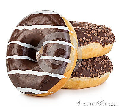Big tasty appetizing donuts isolated close-up on a white background Stock Photo
