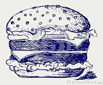 Big and tasty hamburger Vector Illustration