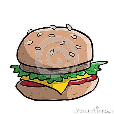 Big tasty hamburger Vector Illustration
