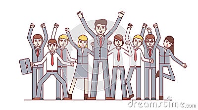 Big team celebrating huge business success Vector Illustration