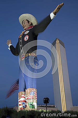 Big Tex on Fair Park night Texas Dallas Editorial Stock Photo