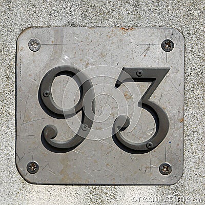 Big text number 93 Stock Photo