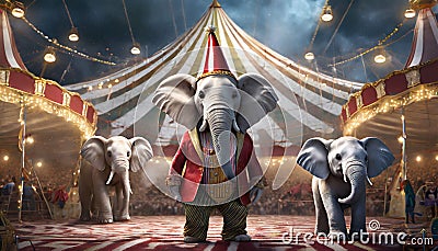 A big top circus run by the elephants. Stock Photo