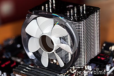 Big tower cooler for central processing unit Stock Photo