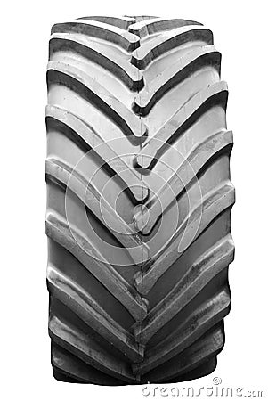 Big tractor tire isolated Stock Photo