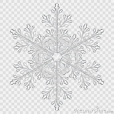 Big translucent crystal snowflake Vector Illustration