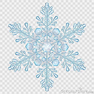 Big translucent crystal snowflake Vector Illustration