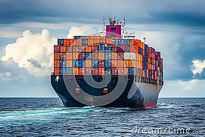 large containerboat at sea Stock Photo