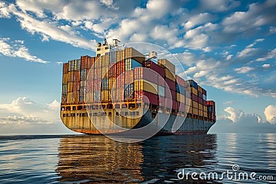 large containerboat at sea Stock Photo