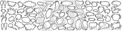 Big trendy set of dialog boxes, different variants are hand drawn. Collection of speech bubbles for conversation Vector Illustration