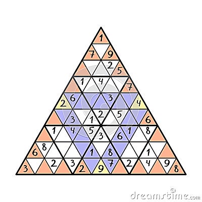 Big triangular sudoku number game vector illustration Vector Illustration