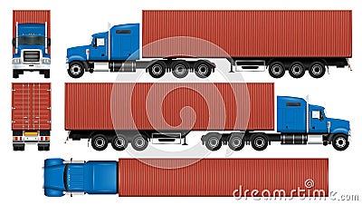 Big truck container template Vector Illustration