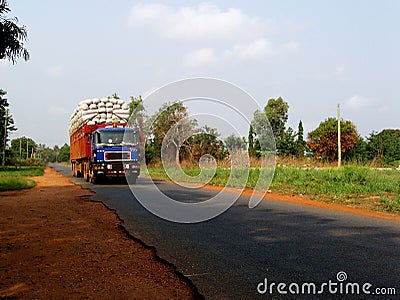 Big truck with humanitarian aids Stock Photo