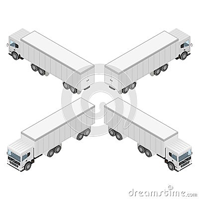 Big truck in isometric. Cargo transport. Vector Illustration