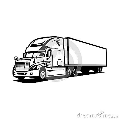 Big Truck silhouette. Semi truck 18 wheeler vector isolated Vector Illustration