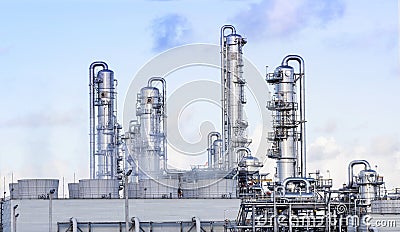 big tube in refinery petrochemical plant in heavy industry estate Stock Photo