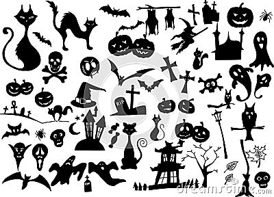 Big vector collection of halloween silhouettes Vector Illustration