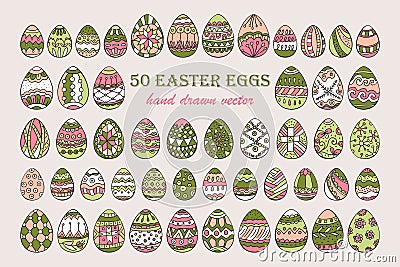 Big vector Easter egg set. Vector Illustration