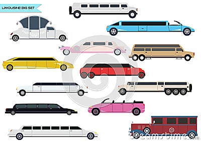 Big set of limousines. Vector Illustration