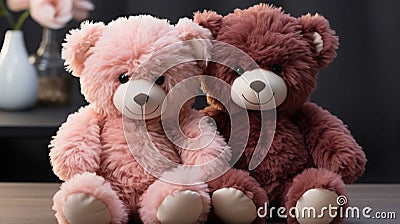 Big very soft teddy bears, brown, white background , Generate AI Stock Photo