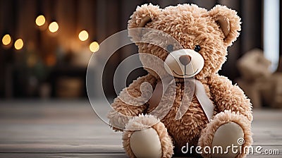 Big very soft teddy bears, brown, white background , Generate AI Stock Photo