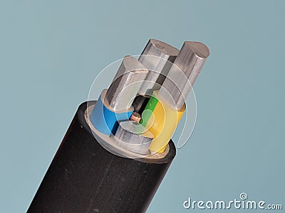 Medium voltage 1kV Aluminum sector cable end Stock Photo