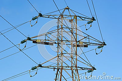 Medium voltage power lines Stock Photo