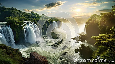 Big Waterfalls In The Nature Stock Photo