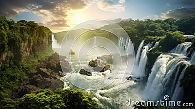 Big Waterfalls In The Nature Stock Photo