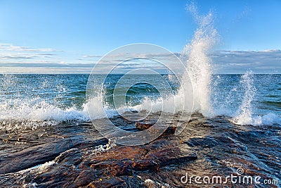 Big Wave on Lake Superior Stock Photo