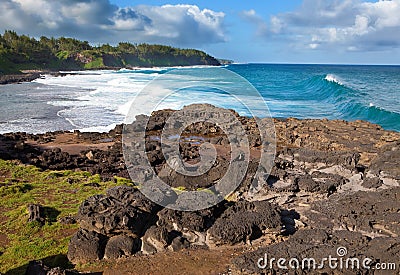 Big waves.Gris Gris cape on South of Mauritius. Stock Photo