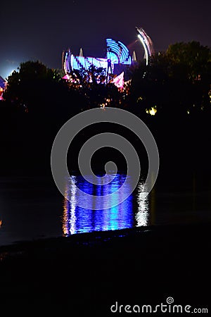 Big Wheel and River Reflections Stock Photo