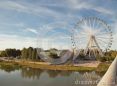 Big whell on the bank of the river Ebro Stock Photo