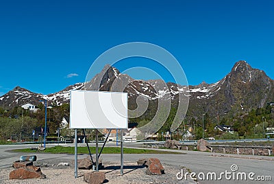 Big white bilboard on the norwegian road Stock Photo