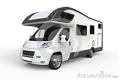 Big white camper van Stock Photo