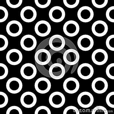 Big White Polka Dots on Black, Seamless Vector Illustration