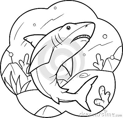 Big white shark Vector Illustration