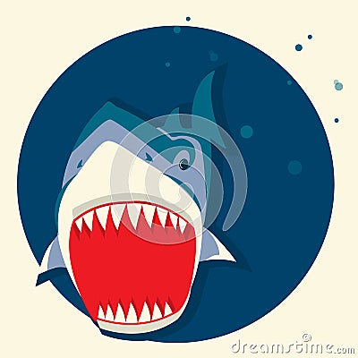 Big white shark.Vector cartoons illustration Vector Illustration
