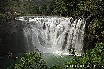 Big and wide Shifen Waterfall in Taiwan Stock Photo