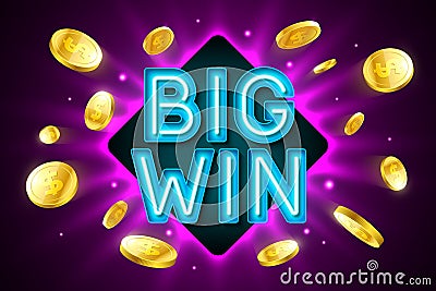 Big Win banner for gambling casino games Vector Illustration