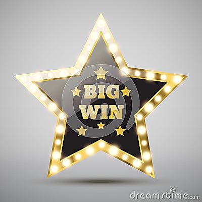 Big Win glowing banner. Winner sign Vector Illustration