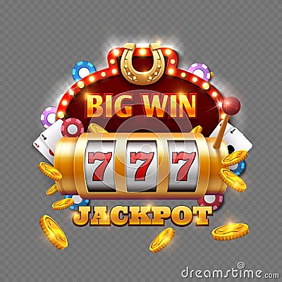 Big win lottery casino on transparent background Vector Illustration