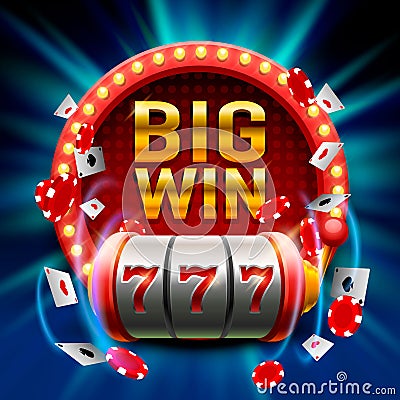 Big win slots 777 banner casino. Vector Illustration