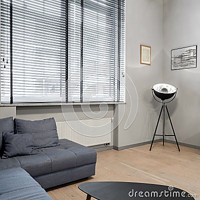 Big window in room with decorative lamp Stock Photo