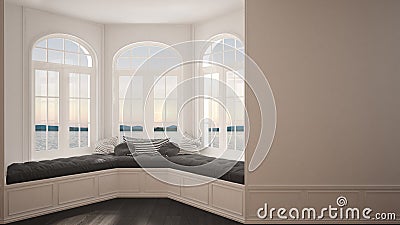 Big window with sea panorama, minimalist empty space, background Stock Photo